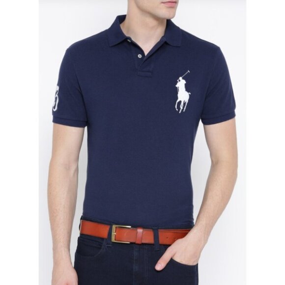 Polo Ralph Lauren Navy Short Sleeve Custom Slim Fit Mesh Polo Shirt 35566 - Picture 2 of 13